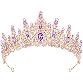 Feltent Purple Tiara for Women Crystal Queen Crowns Rhinestone Princess Tiaras for Girl Wedding Headband for Bride Hair Accessories for Halloween Costume Birthday Party Prom Mother's Gifts
