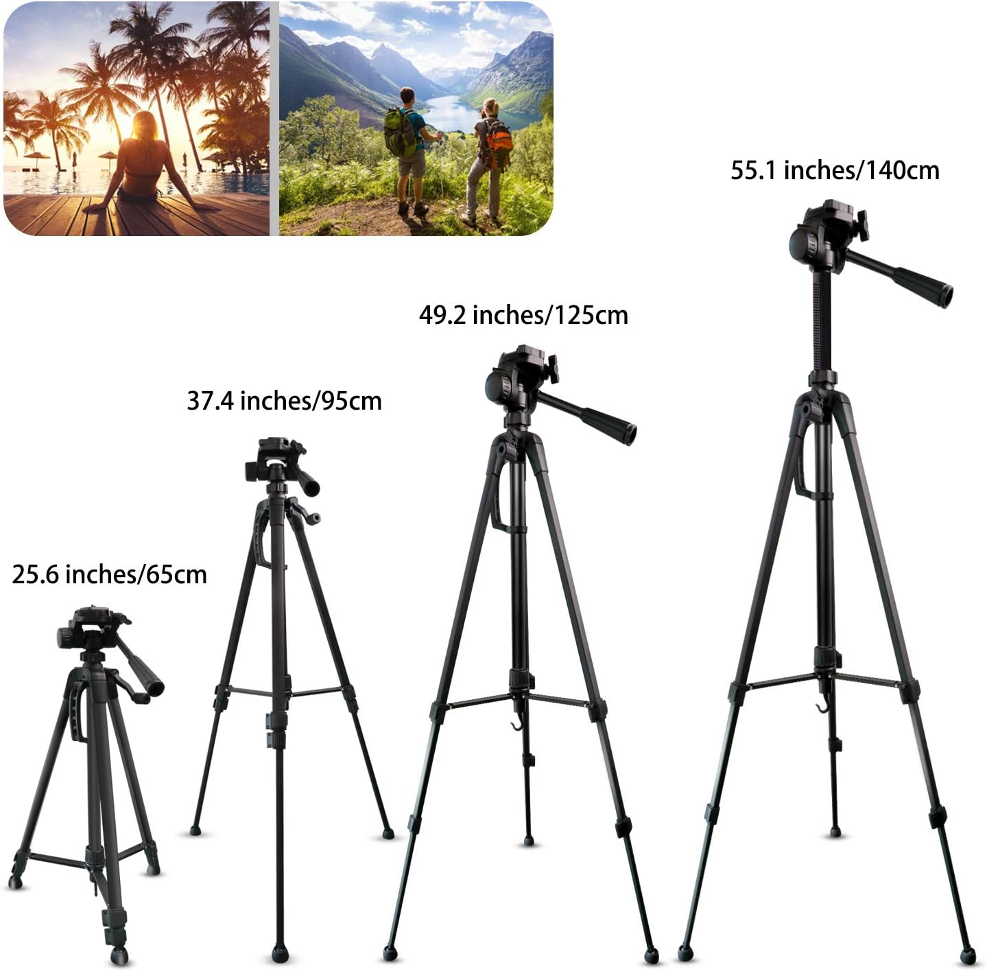 Camera Tripod, UBeesize 55-Inch Lightweight Aluminum Travel Tripod Stand for Canon Nikon Sony DSLR Digital Olympus Video Camera with Universal Smartphone Mount & Carry Bag & Bluetooth Remote : Camera & Photo