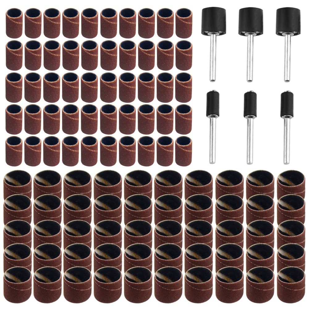 106PCS Drum Sander Kit 240 Grit Sanding Drum kit with 1/8 Shank Mandrel for Rotary Tools