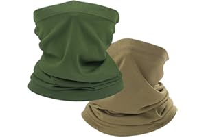 CSPLYADEE Coyote Brown Neck Gaiter, tan face mask bandanas men cooling summer, half face covering women (1pc Coyote Brown & 1pc army green)