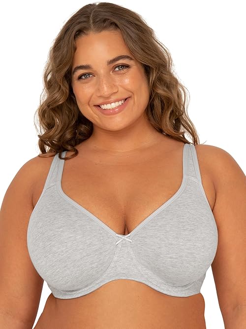 Fruit of the Loom Plus Size Cotton Unlined Underwire Bra Heather Grey