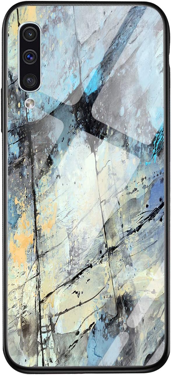 MATOP Compatible with Samsung Galaxy A70 / A70S Case,Slim Thin Marble Autumn Pattern Design Anti-Yellow 9H Tempered Glass Back Cover with Soft TPU Silicone Bumper Protective Case -Marble 1