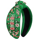 mokkia Christmas Headband for Women Christmas Accessories Xmas Bow Reindeer Snowflake Headband Red Green Jeweled Rhinestone Pearl Knotted Hairband Festive Holiday Hairband Holiday Gifts (HOHOHO)