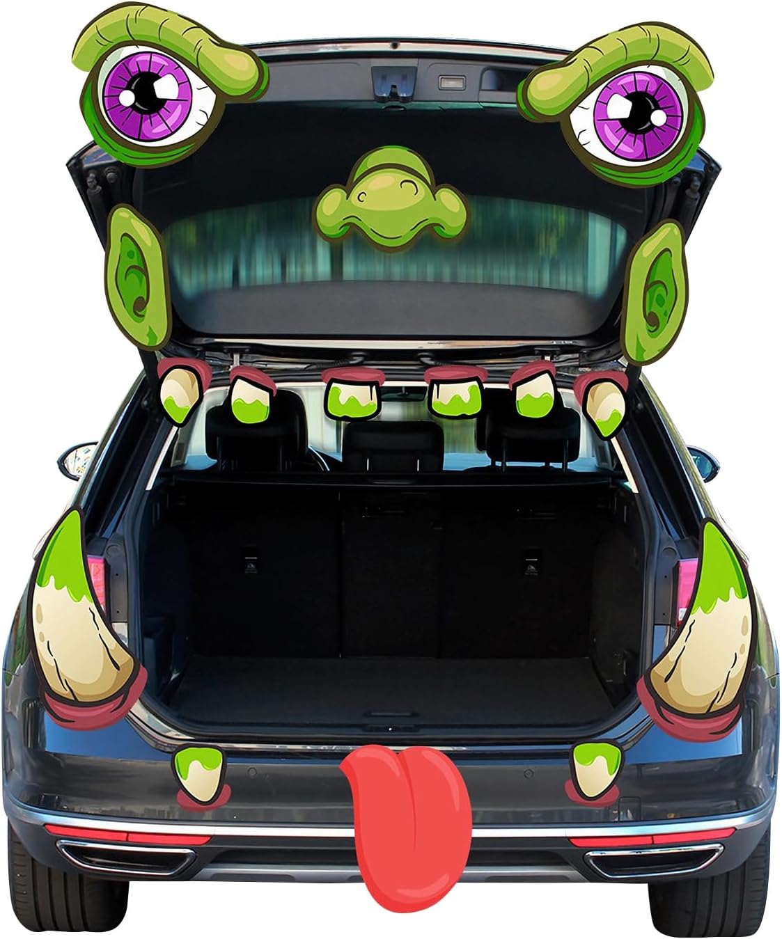 Garage Door Decorations - ODYKlyQo Halloween Trunk Or Treat Car Decorations Kit for SUV Halloween Car Decor with Monster Garage Door Halloween Decorations (Green)