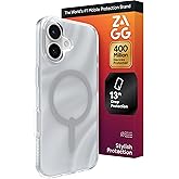 ZAGG Milan Snap Case for iPhone 17 - Silver Glitter Swirl, Graphene Strengthened Phone Case with Drop Protection (13ft/4m), Textured Edges & Sparkle Design, MagSafe Charging Compatible
