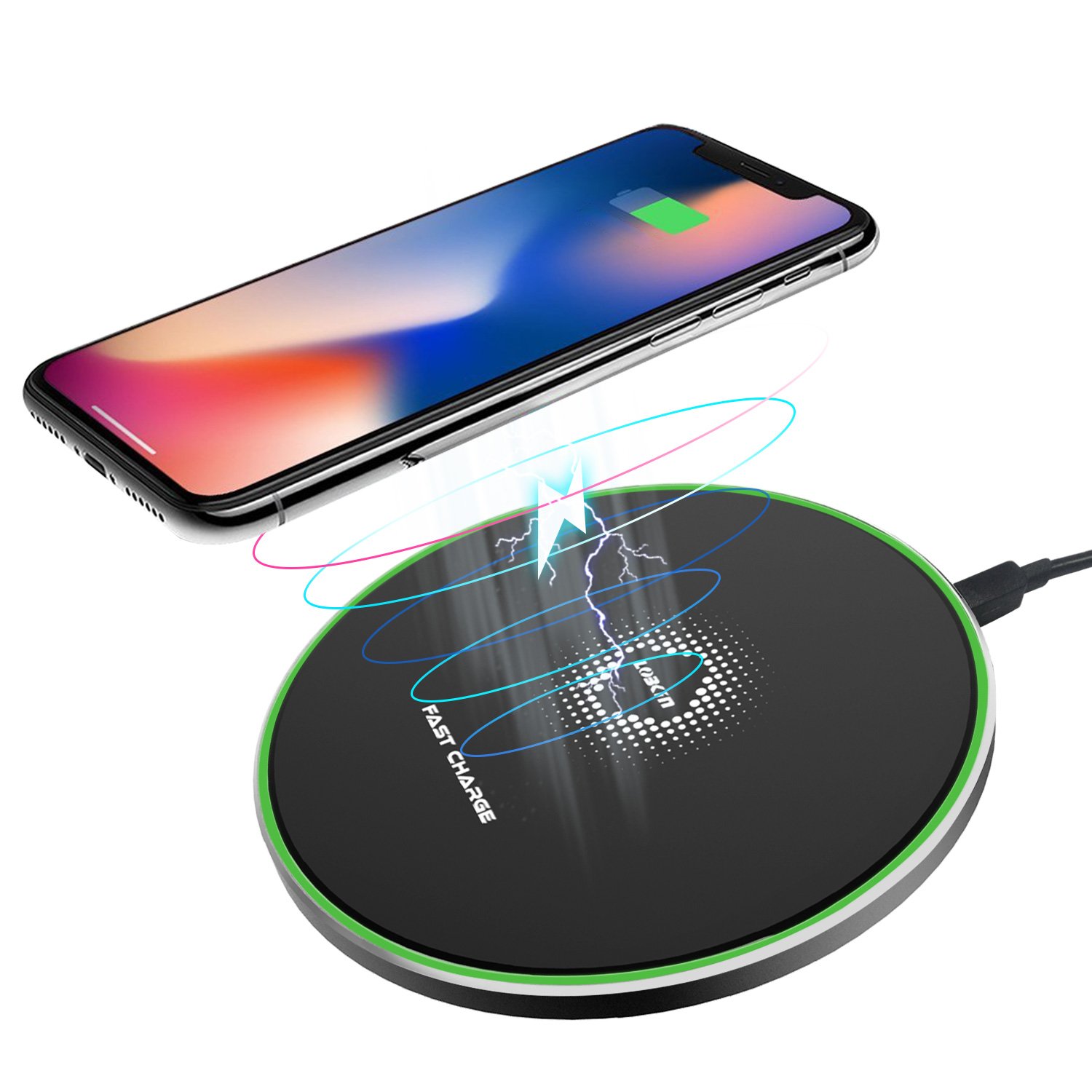 Fast Wireless Charger, LOBKIN Ultra Slim Qi Wireless Charger QC 3.0 Quick Charge Portable Charging Pad for iPhone X, iPhone 8/8 Plus, Samsung Galaxy S9/S9 Plus/Note 8/S8/S8 Plus (Black)