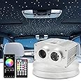 AZIMOM Dual Port 16W Twinkle Bluetooth Fiber Optic Lights Star Ceiling Light Kit 900pcs0.03in9.8ft Fibers Strands Sound Activated RGBW APP/Remote Light Engine for Car Home Starlight Headliner Decor