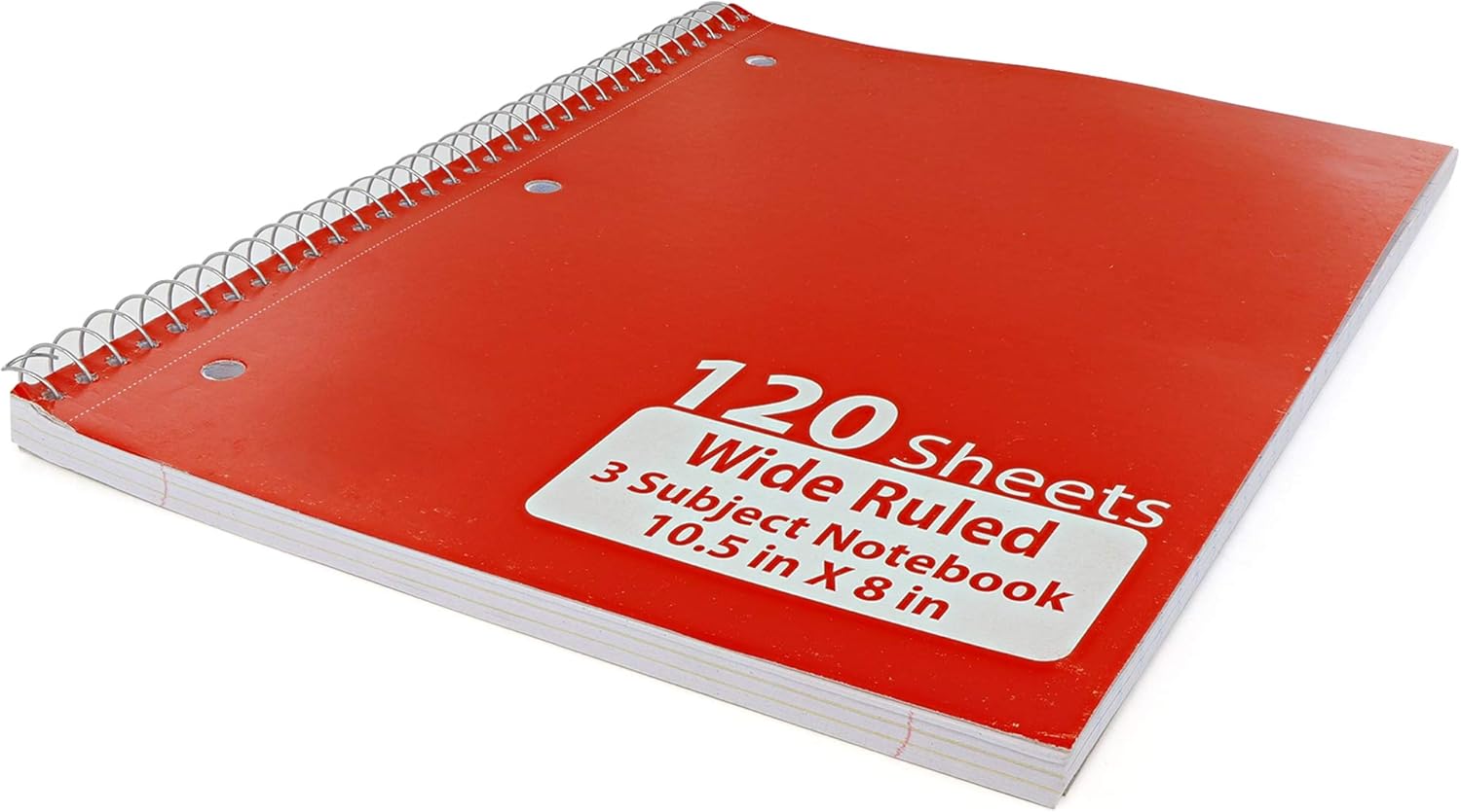 Emraw 3 Subject Spiral Notebooks Wide Ruled 120 Sheets White Paper Ideal for Class Assignments, Homework, Planning and General Notes. (Pack of 8) : Office Products