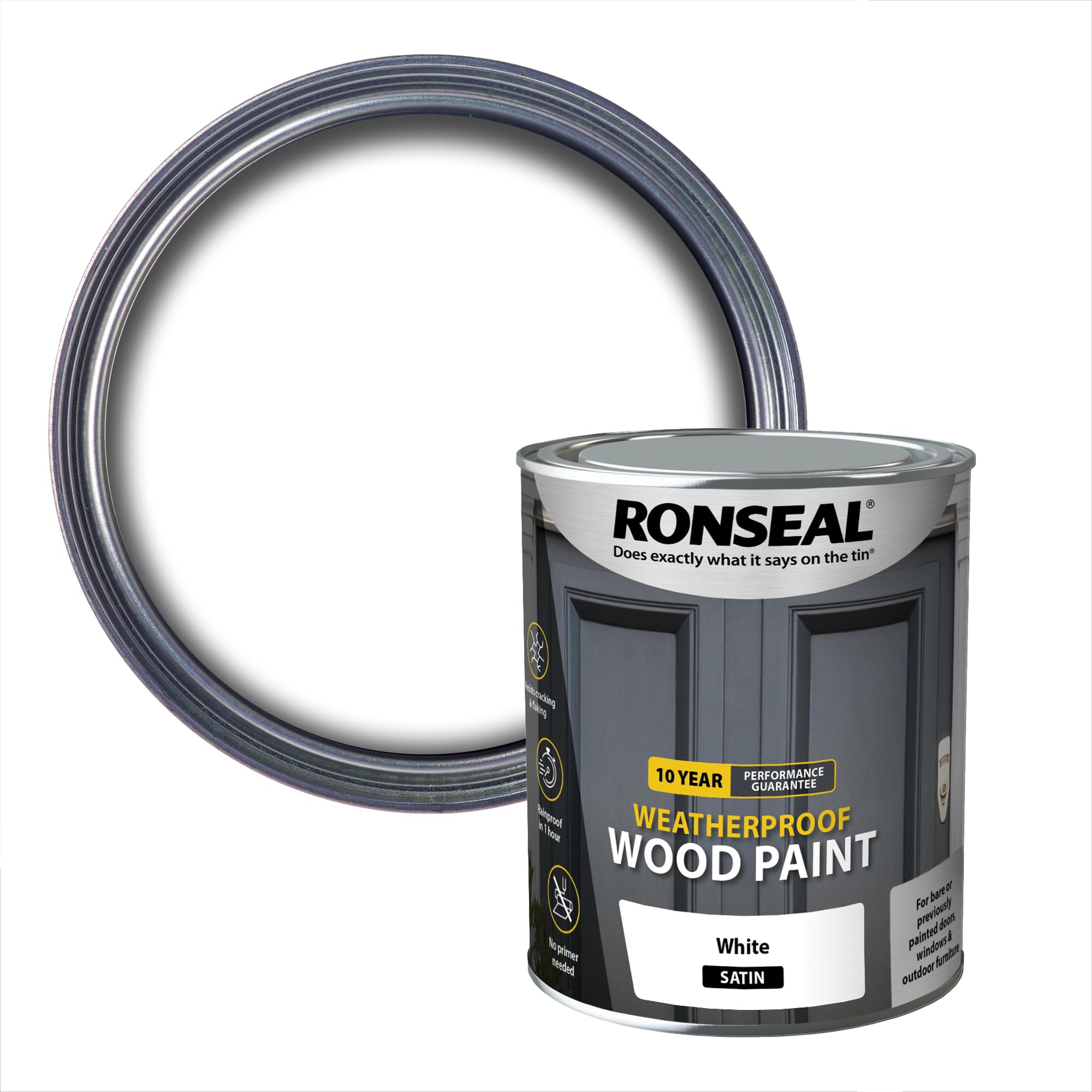RONSEAL ASINOAUK30K 10 Year Weatherproof Paint, White Satin, 750 ml (Pack of 1)