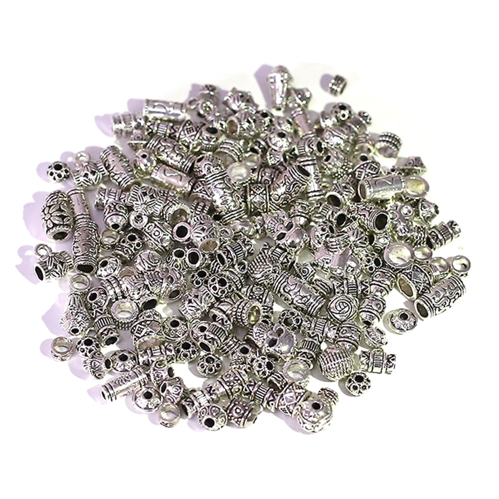 HERZWILD 100g Tibetan Spacer Beads Silver Alloy Metal Beads for DIY Bracelets Necklace Jewelry Mix Style