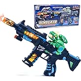 JOCOUNY Light Up Toy Gun - Retractable Dinosaur & LED Lights & Sound Effect & Barrel Telescopic Actions - Pretend Play Props Toy Machine Guns Toys, Christmas Birthday Gifts for Boys Kids