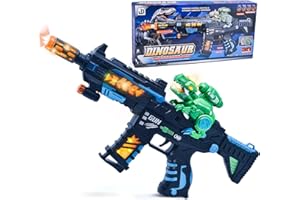 JOCOUNY Light Up Toy Gun - Retractable Dinosaur & LED Lights & Sound Effect & Barrel Telescopic Actions - Pretend Play Props Toy Machine Guns Toys, Christmas Birthday Gifts for Boys Kids