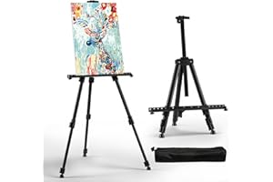 RRFTOK Art Easel for Painting and Display – Adjustable Floor 66 Inch Folding Aluminum Easel Stand for Sign - Table Top Canvas Stand - Portable Drawing Paint Heavy Duty for Artists Adults Holder or Teen