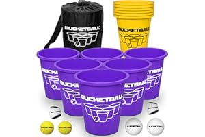 BucketBall | Team Color Edition | Combo Pack (Purple/Yellow): Original Yard Pong Game: Best Camping, Beach, Lawn, Outdoor, Family, Adult, Tailgate, Jumbo, Giant Game