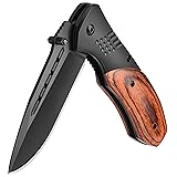 KEXMO Pocket Knife for Men - 3.46" Sharp Blade Wood