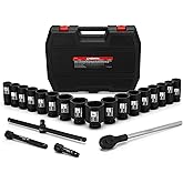 CASOMAN 3/4-Inch Drive Jumbo Master Impact Socket Set, 21PCS SAE Deep Socket Assortment (7/8" to 2"), Include Extension Bar a