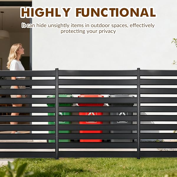 JPSEYBB 42″ H X 38″ W (3 PANELS) AIR CONDITIONER FENCE SCREEN – PRIVACY FENCE PANELS FOR OUTSIDE UNIT, POOL EQUIPMENT ENCLOSURE, NO DIG BACKYARD FENCING BLACK