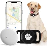 Smart Pet Tracker for Collar - Dog Tracker Pet Location Tracker with Holder | Real-Time Location, No Monthly Fee/ SIM Card, Work with IOS &amp; Android, Ultra-Slim, IP68 Waterproof Holder Holder, Black