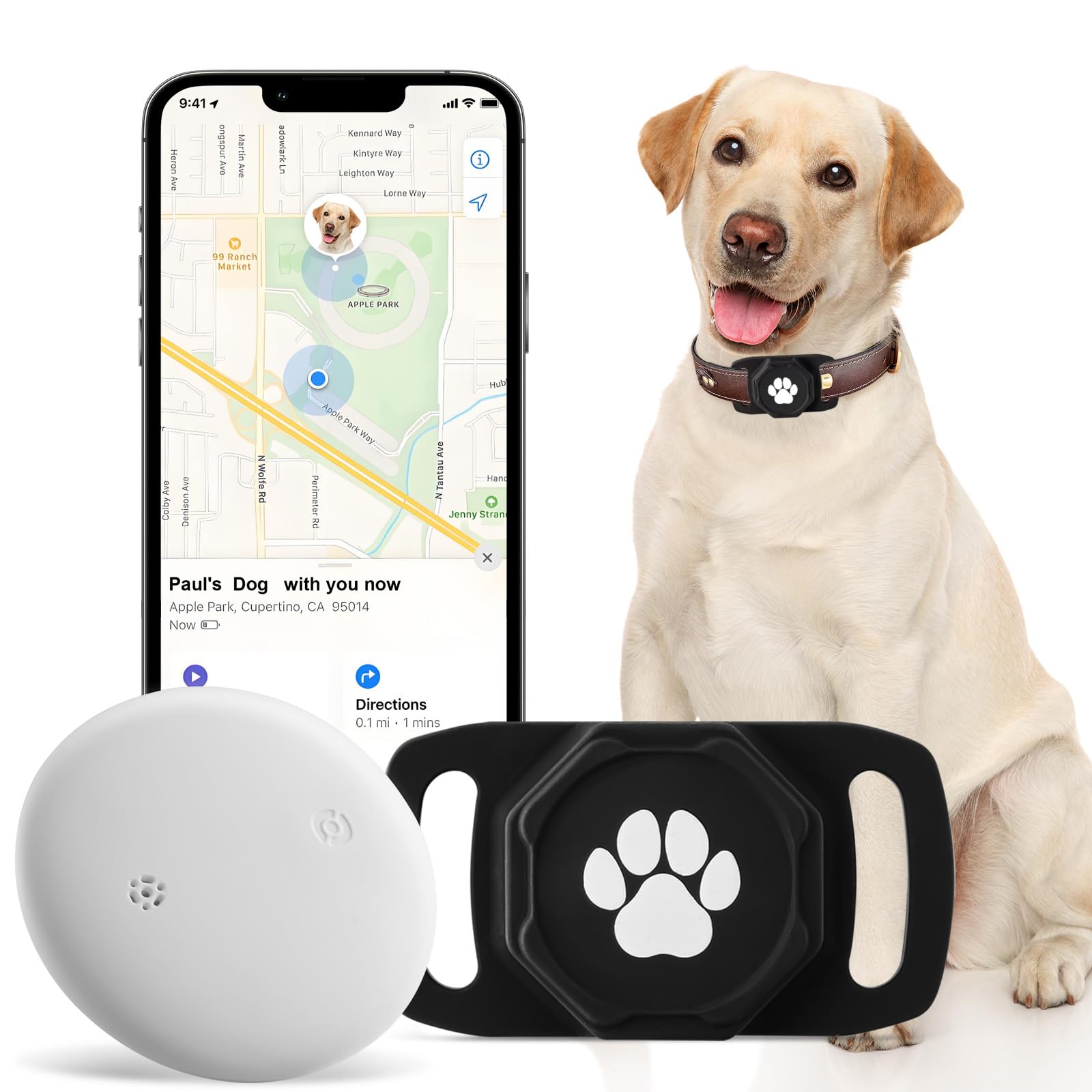 Photo 1 of Smart Pet Tracker for Collar - Dog Trackers Pet Location Tracker with Holder, No Monthly Fee, Anti-Lost Tracking Device for Pets,Bag Straps, Compatible with Google Android Only(Not for iOS),Black