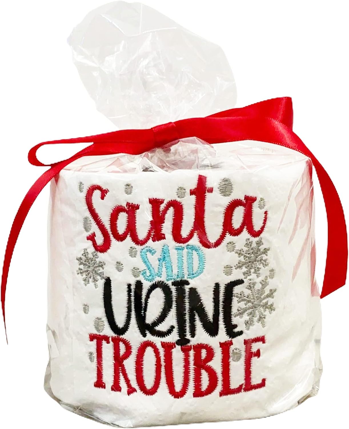 Mixed Media - Embroidered Christmas Toilet Paper (Santa Said Urine Trouble)
