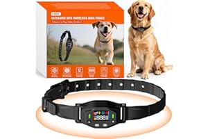 KITPLUS GPS Wireless Dog Fence System: Electric Fence for Dogs with UBLOX Chip, 4-Zone Progressive Correction & 3 Modes GPS Dog Collar, 25-999 Yards Range, IPX7 Waterproof