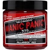 Manic Panic Semi Permanent Pillarbox Red Hair Dye, 4 oz | True Red, Vivid Warm Undertones, Vegan, Ammonia-Free &amp; Cruelty-Free, Lasts 4-6 Weeks, Developer-Free