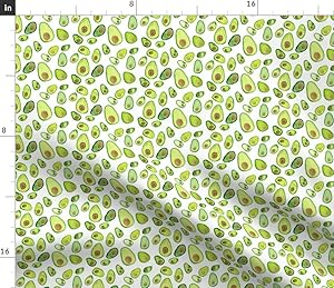 Spoonflower Fabric - Watercolor Avocado Painted Print Garden Green Food Veggie Printed on Petal Signature Cotton Fabric by The Yard - Sewing Quilting Apparel Crafts Decor