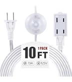 10FT Clear Extension Cord – Flat Invisible White Wire For Holiday Lights, Lamps, And Seasonal Displays (220V)