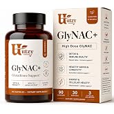 Utzy Naturals High Dose GlyNAC+ Supplement | 90 Capsules | 2,000mg of Glycine &amp; NAC (N-Acetyl cysteine) with Vitamin B2 Cofactor for Glutathione Production