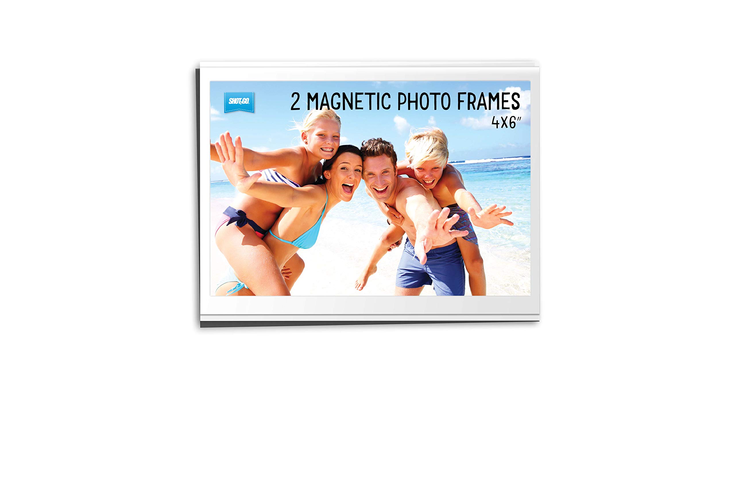 Shot2go personalised magnetic photo fridge frame clear pockets 4x6 2 pack