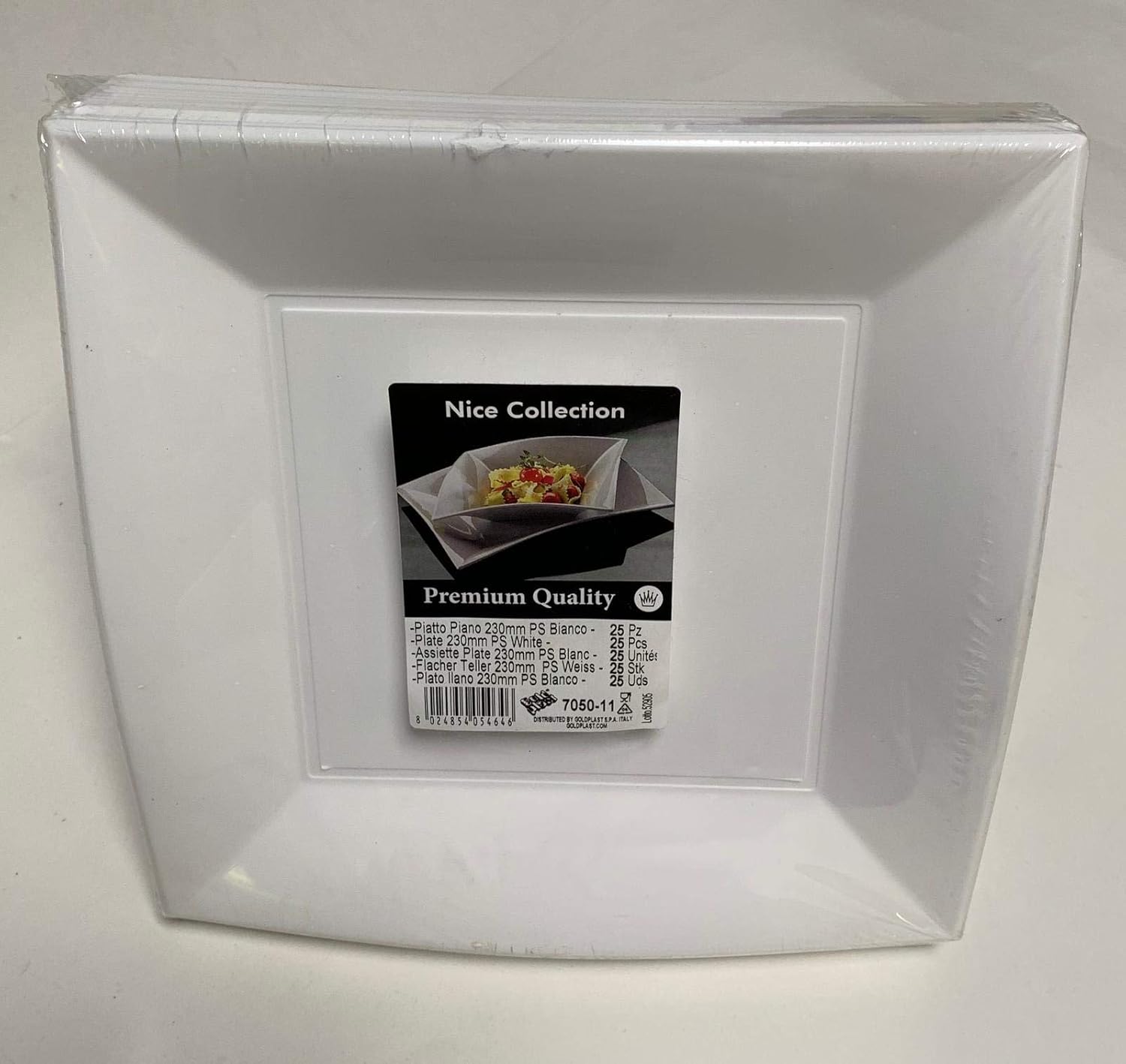 Plato plano Nice Gold plast de microondas blanco 230 mm, cartón ...