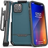 Encased Rebel Armor Belt Clip Holster Case Compatible with iPhone 12 Pro Max Shockproof Full Body Cover with Holder (Blue)