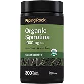 Piping Rock Organic Spirulina | 1000mg | 300 Tablets | Arthrospira Platensis | Vegan, Non-GMO, Gluten Free Supplement