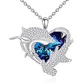 Vadmans Cubic Zirconia Animal Necklace Sterling Silver Manta/Whale/Dolphin/Pendant Ocean Animal Jewelry Gifts for Women