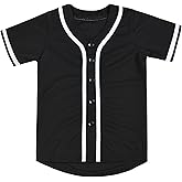Repawu Kids Baseball Jersey Button Down Hip Hop Personalized Sport T Shirts Tops Baseball Shirt for Boys Girls Toddler 2T-12Y