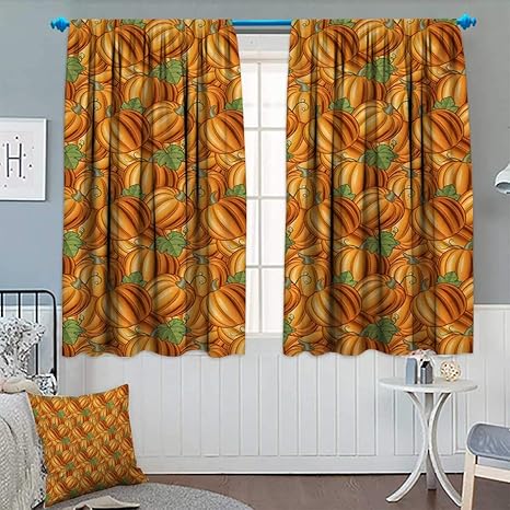 Anhounine Harvest Blackout Curtain Pumpkins In A Vibrant Colored