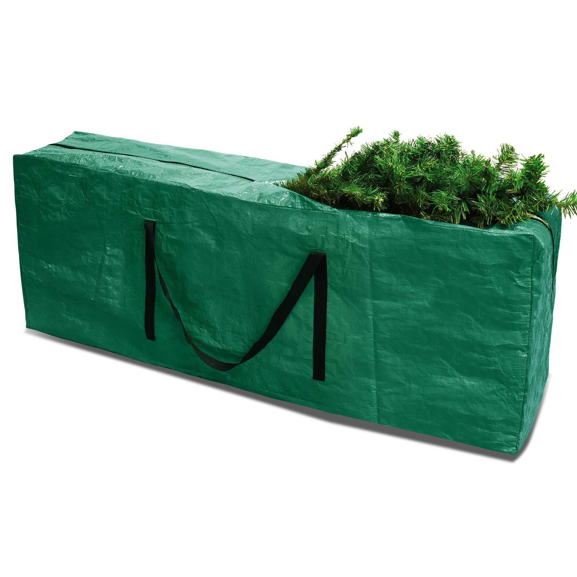 RICHIE Christmas Tree Storage Bag; up to 7.5ft Xmas Tree Storage Box with durable handle(120x25x45cm, Green)