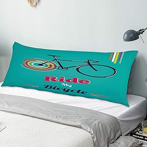 VINISATH Body Pillow Cover,Vintage Ride My Bicycle Theme Poster Style Retro Bike Hipster Art Illustration,Long Pillow Case with Zipper Closure,Decorative Bedding Couch Sofa Decor Home Gift,20