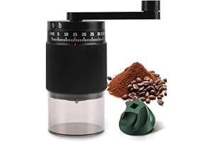 NANSPATH Manual Coffee Grinder - 95 Ceramic Burr, Adjustable Coarse to Fine, 30g Beans & 80ml Powder, Detachable Handle for Espresso, French Press, Camping (Black and grey)