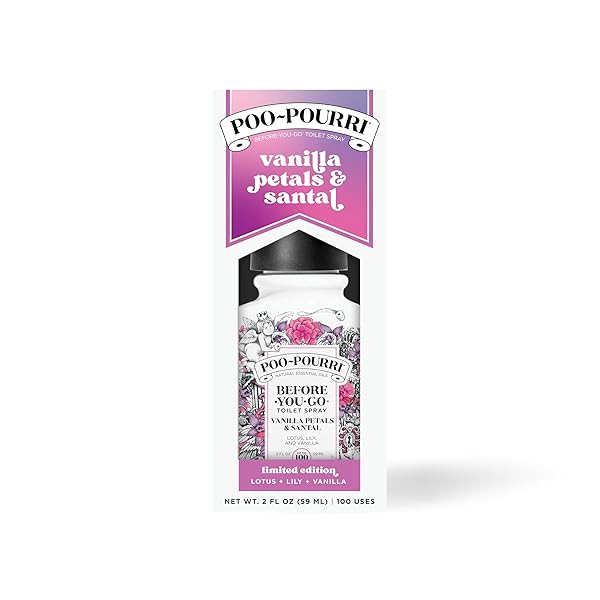 POO-POURRI BEFORE-YOU-GO TOILET SPRAY, VANILLA PETALS & SANTAL, 2 FL OZ – LOTUS, LILY AND VANILLA