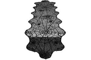 Vlovelife Halloween Decorations Table Runner 14 x 48 Inch, Spider Table Runner for Halloween Decor, Black Lace Table Runner for Halloween Table Decor, Halloween Decorations Indoor Home Decor