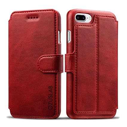 Zuslab Iphone 8 Iphone 7 Casedeluxe Vegan Leather Wallet Cover Stand Magnet Case With Card Slot For Apple Iphone 8 Iphone 7 Wine