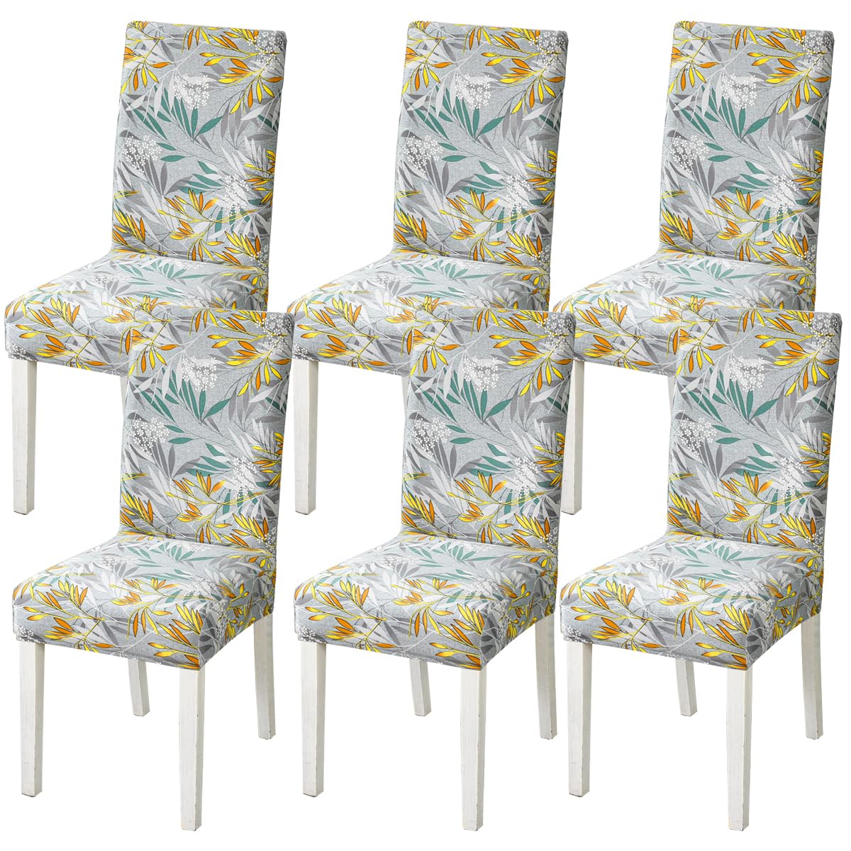 HZDHCLH Chair Covers Set of 4/6 Stretch Modern Chair Slipcovers for Dining Room Kitchen Wedding Party Washable Chair Protector(Colored leaves,6pcs) — image 1