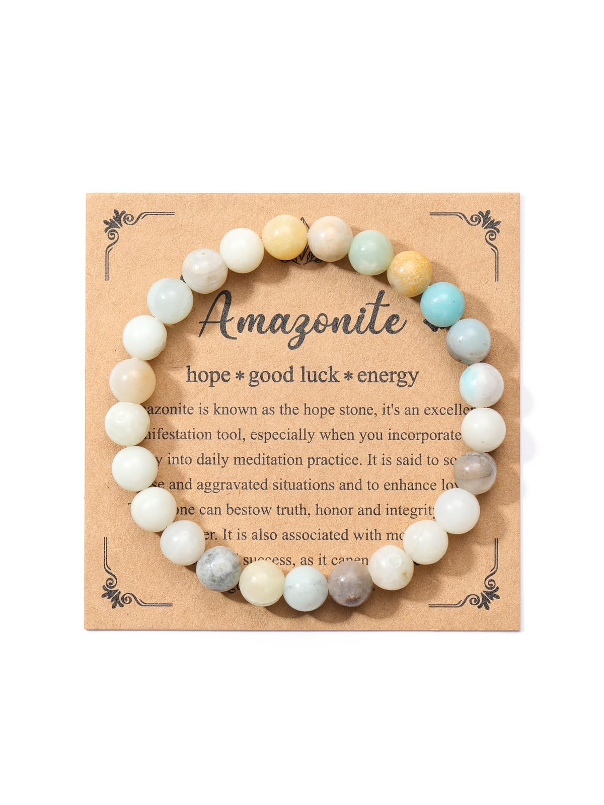 CrystalTears Amazonite Crystal Bracelet for Men Women, 6mm Healing Gemstone Beaded Bracelets, Stretch Anxiety Bracelet Jewellery Gifts for Men Women Mum Her Friends Birthday