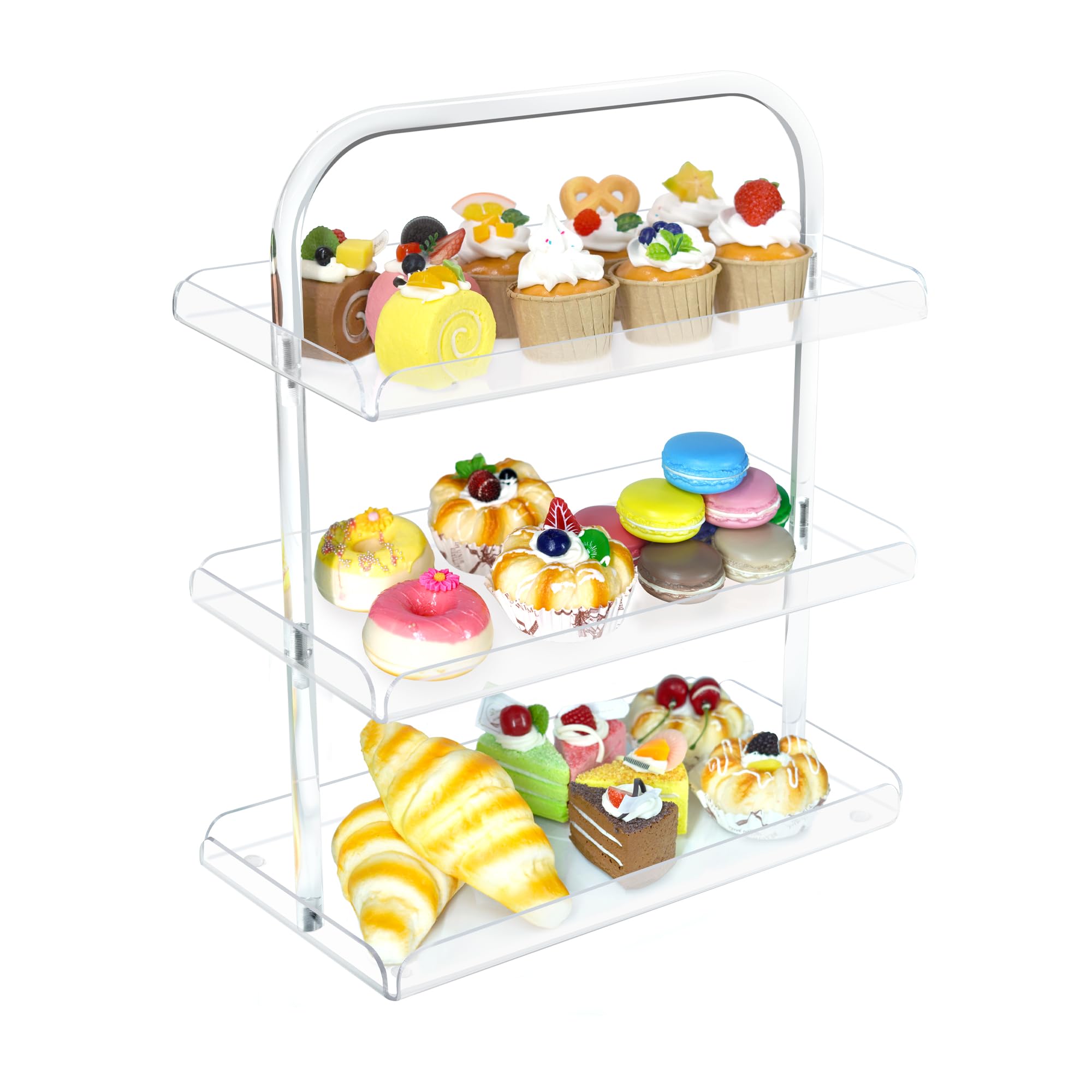 Photo 1 of 3 Pack Dessert Table Display Set, Clear Acrylic Cupcake Stand Holder for Cupcakes Dessert Pastry Food Treat, 3 Tier Serving Tray Catering Supplies Buffet Display for Birthday Weddings Parties Events