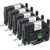 TZe-221 TZe221 TZ Tape 9mm 0.35 Laminated White Compatible with Brother P Touch Label Tape 9mm .35 TZe Label Maker Tape 3/8 for Brother Ptouch PT-D210 PTD220 PT-D200 PT-H110 PTD400, 5-Pack