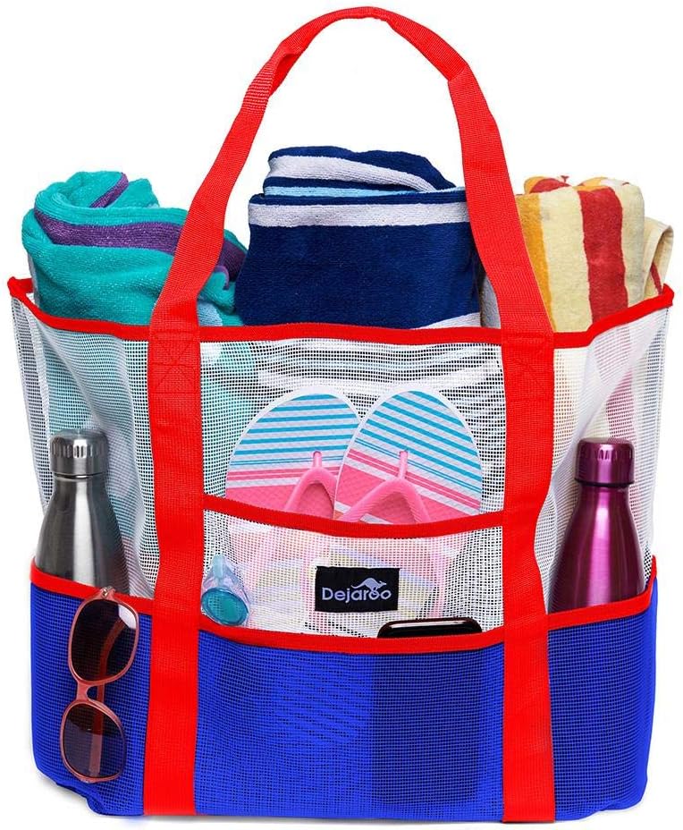 DejarooMesh Sand Free Bag - Strong Lightweight Bag For Beach & Vacation Essentials. Tons of Storage!