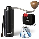 CF WISDOM Espresso Manual Burr Coffee Grinder – CNC Stainless Steel Conical Burrs, Dual Bearings, Precision Adjustable Hand Grinder, Portable Travel Coffee Bean Grinder