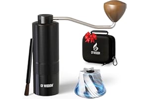 CF WISDOM Manual Coffee Grinder with Adjustable Grind Setting -420 Steel Burr Hand Grinder for Espresso, French Press, Pour O
