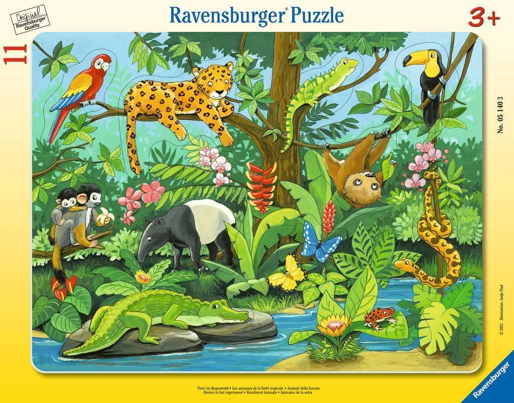 Ravensburger Children's Puzzle - 05140 Animals in the Rainforest - Frame Puzzle for Children from 3 Years, with 11 Pieces